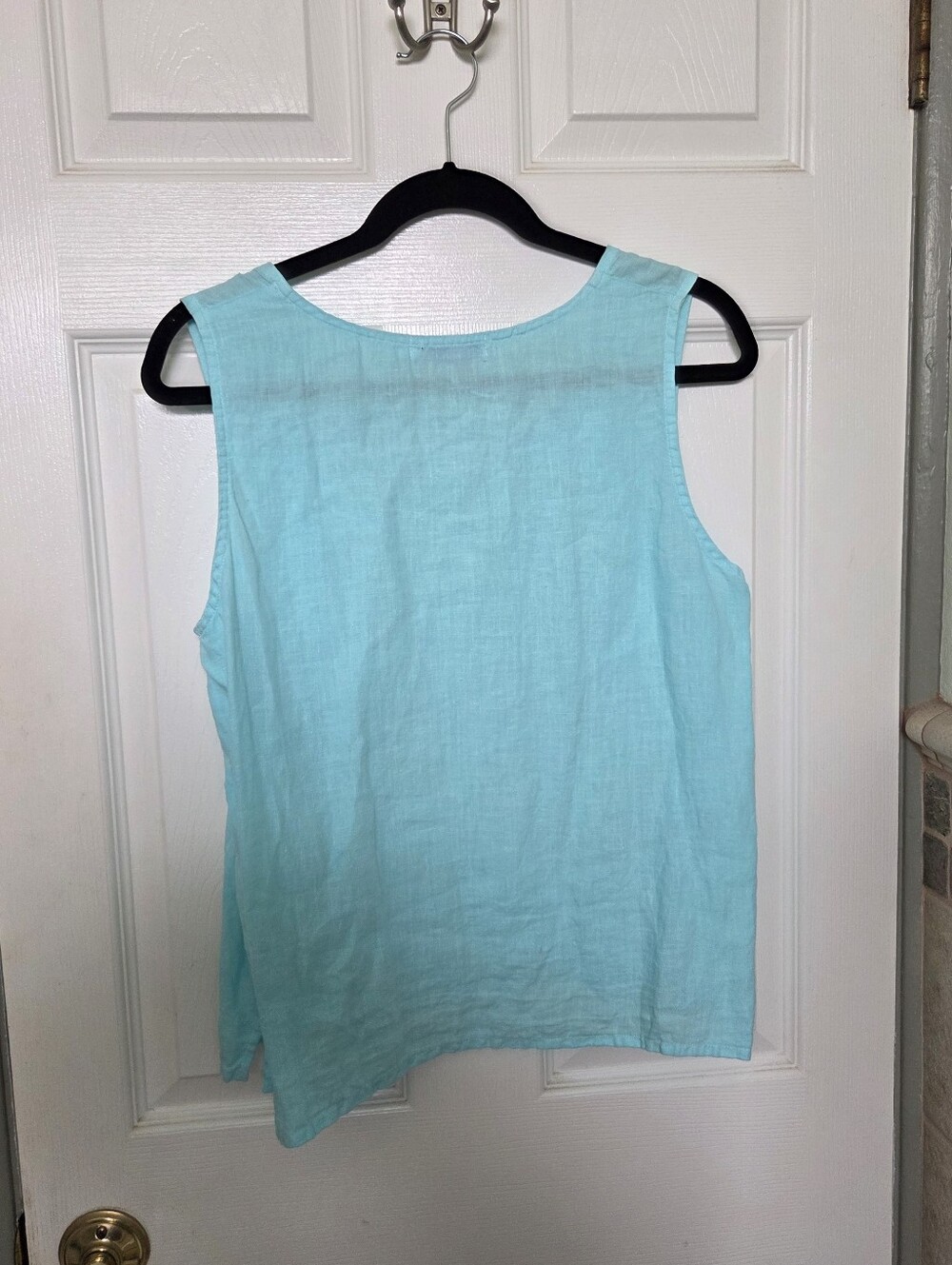 fresh produce Aqua Linen Scoop Neck Tank Summer Resortwear Vacation Size XL - Picture 5 of 7